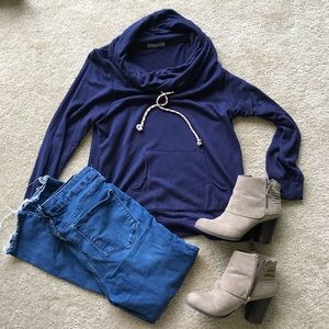 Cowlneck Sweater with Front Pocket